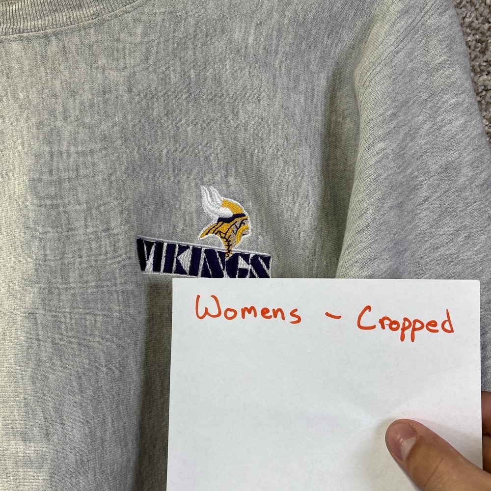 Minnesota Vikings Sweatshirt Womens Large Gray NFL Football Champion Cropped - Picture 9 of 9